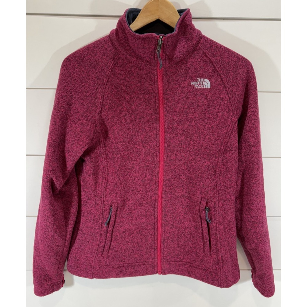 North Face Jacket Women's Small Heathered Pink Full Zip Fleece Warm Sweater Coat